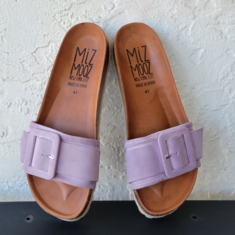 Miz Mooz Women's Lilac Buckle Slide Sandals